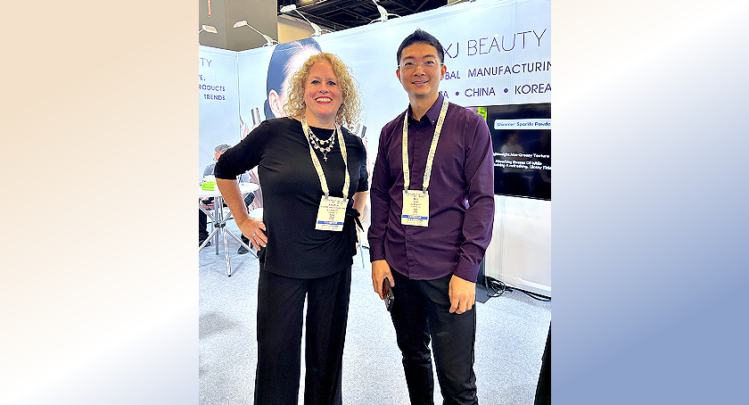 XJ Beauty's Angela Kasimer and Bill Xiang at Cosmoprof NA in Miami.